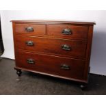 An Edwardian Mahogany Four Drawer Chest of Drawers On Turned FeetDimensions 112cm(L) 49cm(D) 89cm(