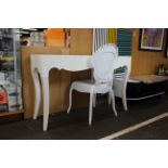 A modern laminate white desk, with a matching office chair.Chair 44cm(W) x 44cm(D) 96.5cm(H)