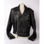 Unisex black leather biker jacket approx size 12/14
