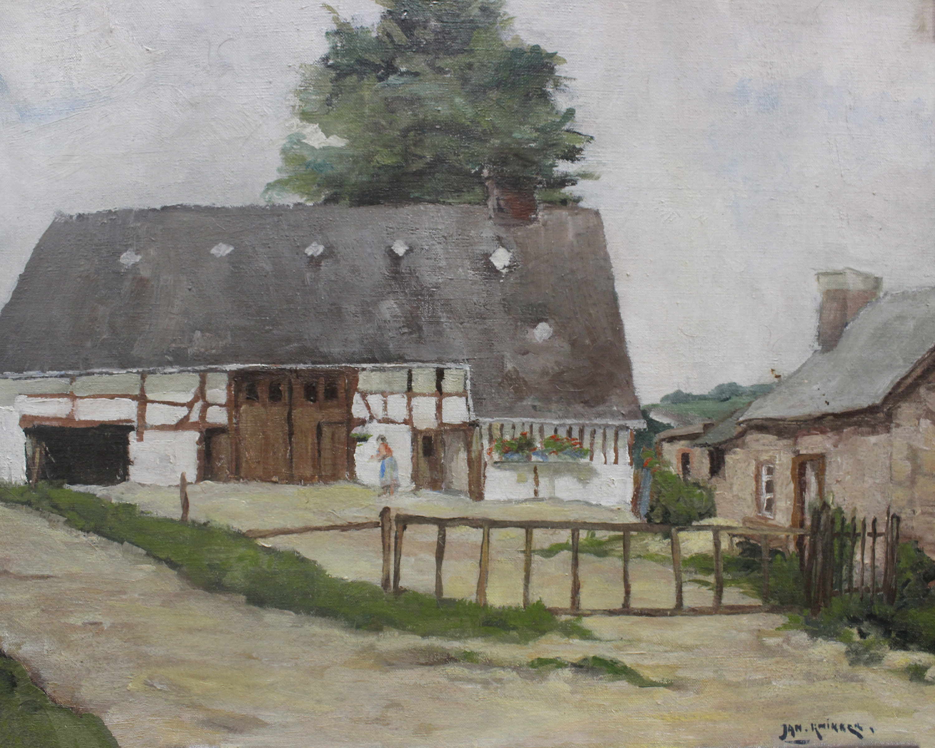 A Landscape Painting of a Farm HouseUntitledOil on canvasSigned indistinctly bottom rightH39.5 x W50