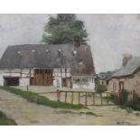 A Landscape Painting of a Farm HouseUntitledOil on canvasSigned indistinctly bottom rightH39.5 x W50