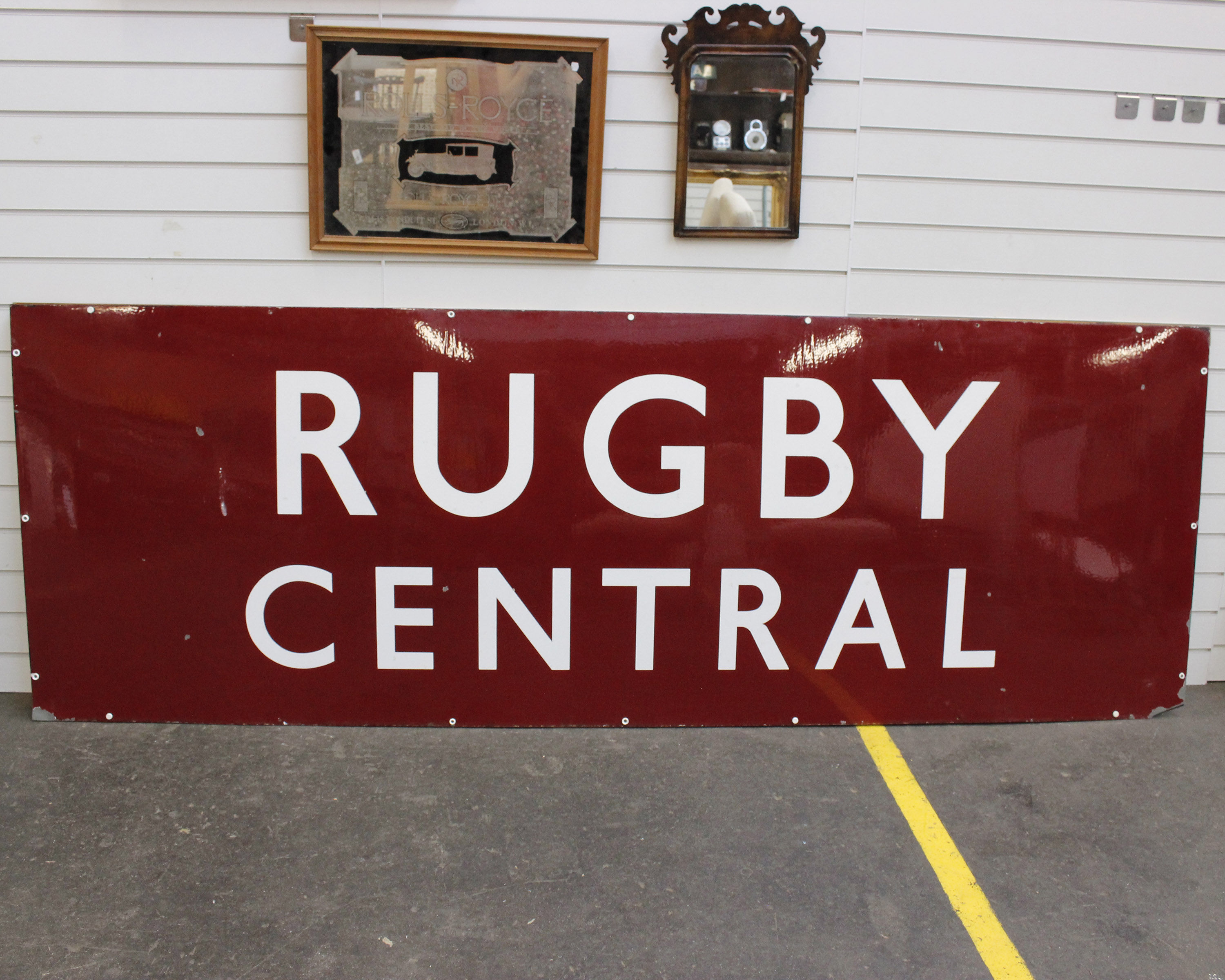 A large Rugby Central station sign. Dimensions 264cm x 93cm