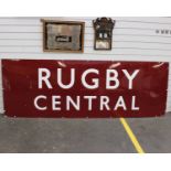 A large Rugby Central station sign. Dimensions 264cm x 93cm