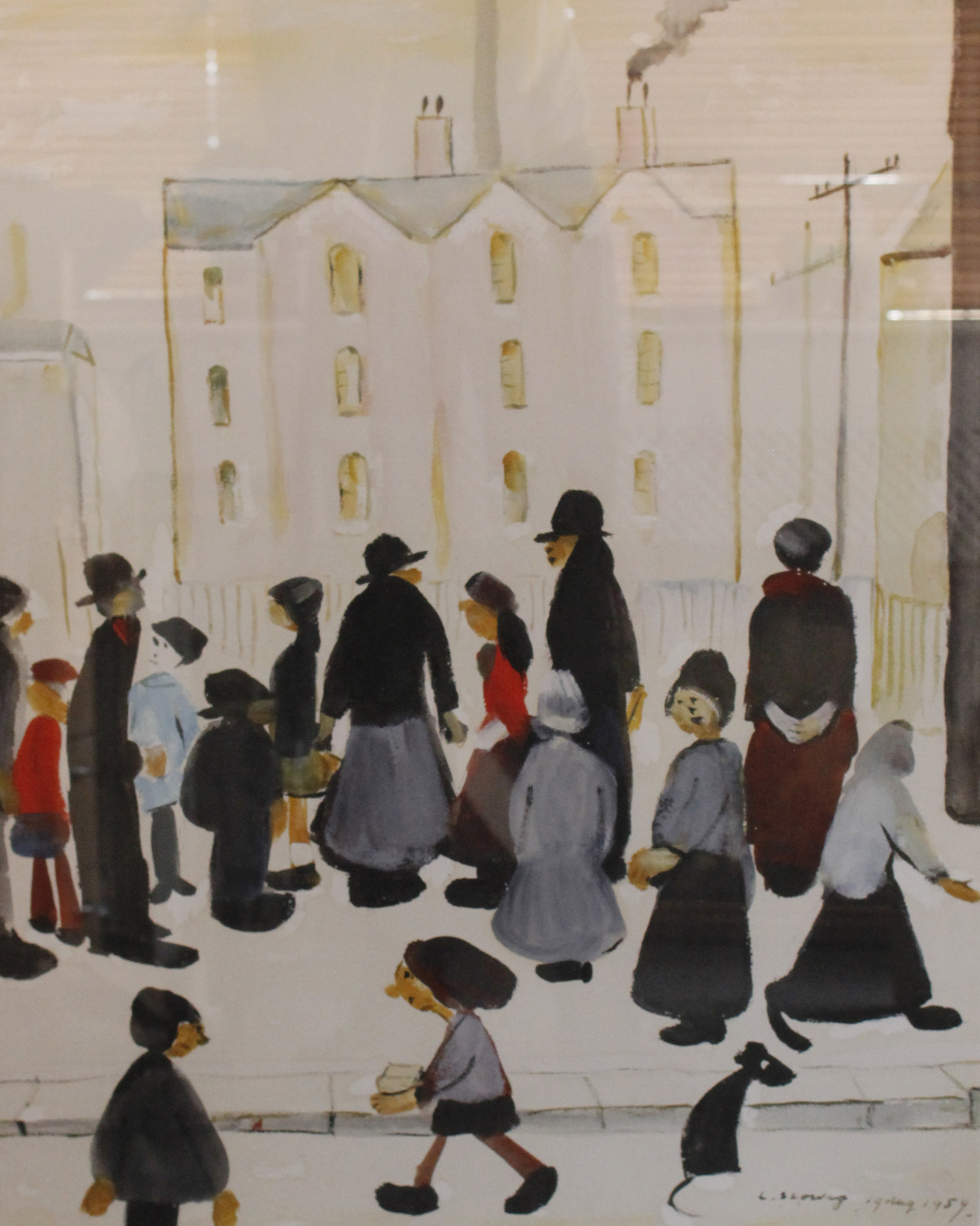 L.S. Lowry Group of People, 1959Limited edition framed gouttelette numbered with an embossed