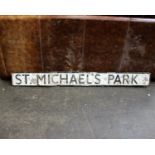 An Aluminium street sign for 'St Michaels Park' Bristol, 140cm.