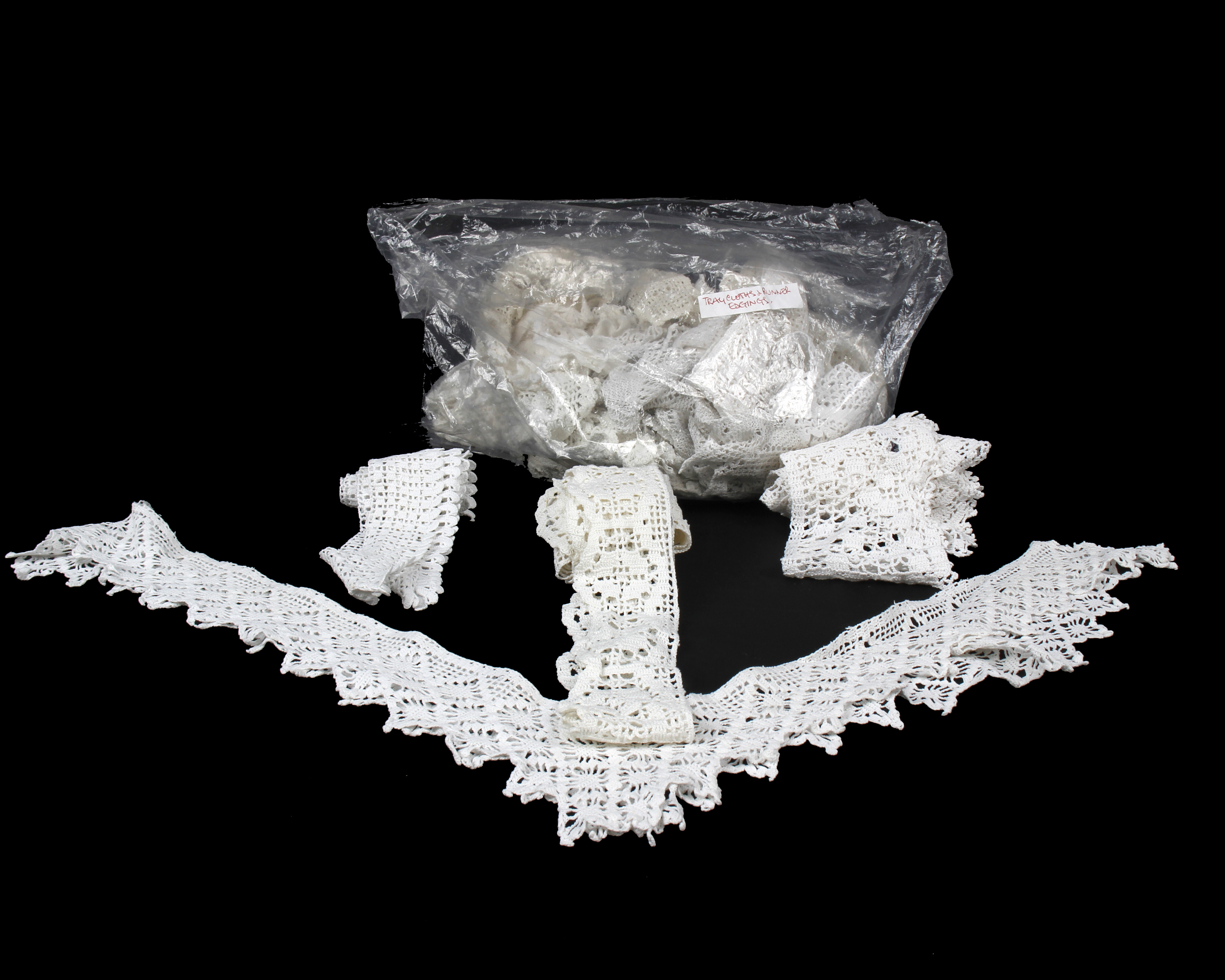 A selection of 19th century formed ends, together with a selection of towel ends and further lace - Image 3 of 5