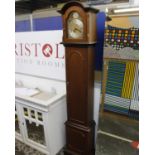 Contempory long case clock with chiming movement - Lauris in mahogany effect case. No weights or