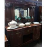 An Art Nouveau Style Mirror Back Sideboard, in the Nouveau style carved detailing throughout with