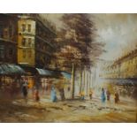 An Oil Painting of a Parisian Street in Gilt FrameOil on canvasH63 x W73.5 cm