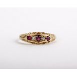 A Victorian 18 carat gold ruby and diamond ring, stamped with Birmingham hallmarks, ring size L, 4g