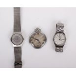 A Skagen, Seiko, and a white meatal pocket watch. (3)