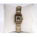 A square faced gentleman's wristwatch by Winton. Rolled gold case on expanding bracelet strap.