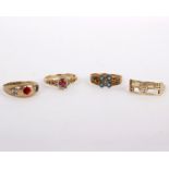 A 9ct gold turquoise ring set
