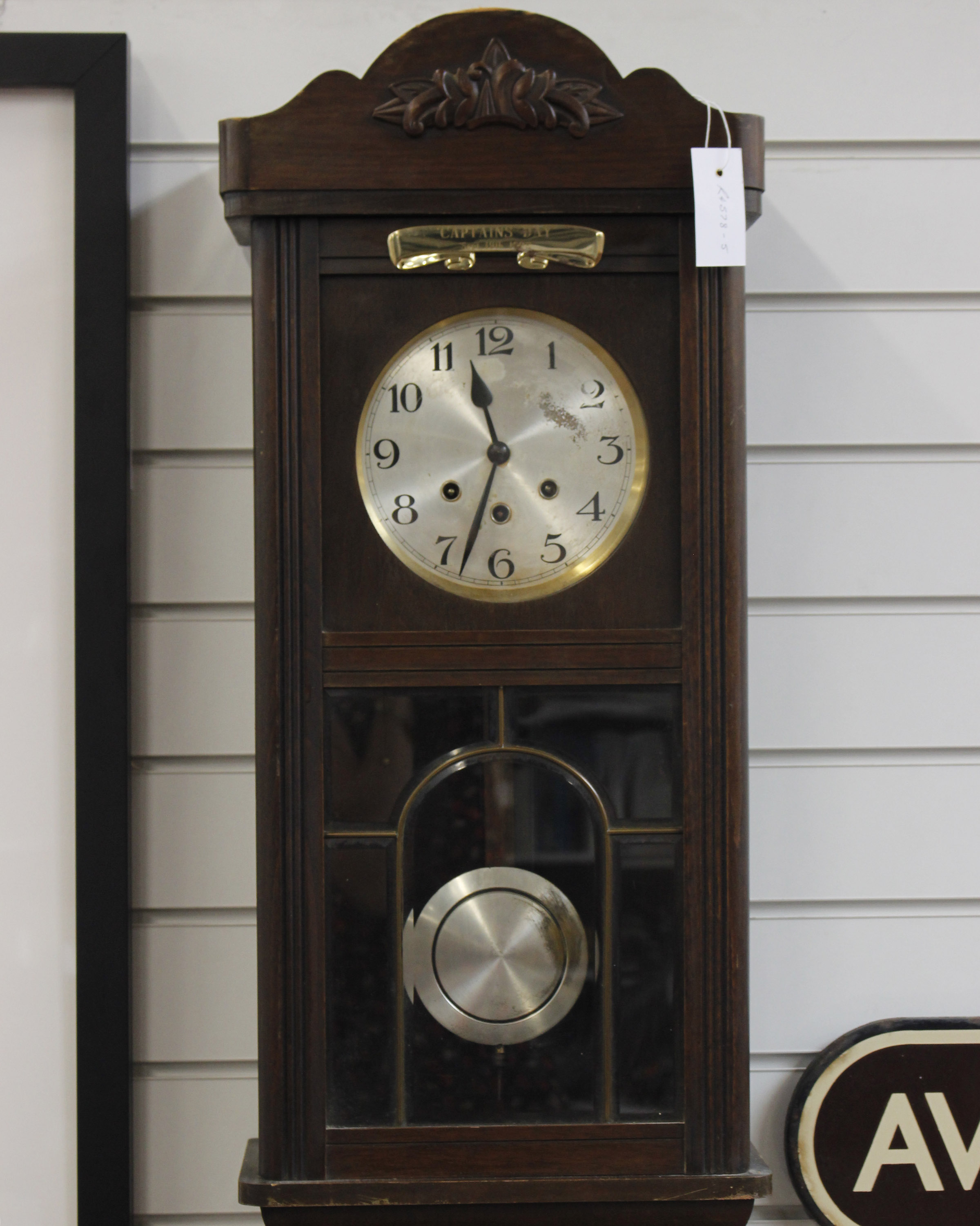 Wooden case wall clock, 33cm(W) x 70cm(H) x 18cm(D)