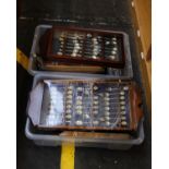 A Collection of Souvenir Spoons in sixteen mahogany display frames and a small box of other spoons