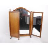 Three part dressing table mirror in oak