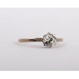 A 9ct gold and CZ ring in a seven claw setting. 1.2g Size N