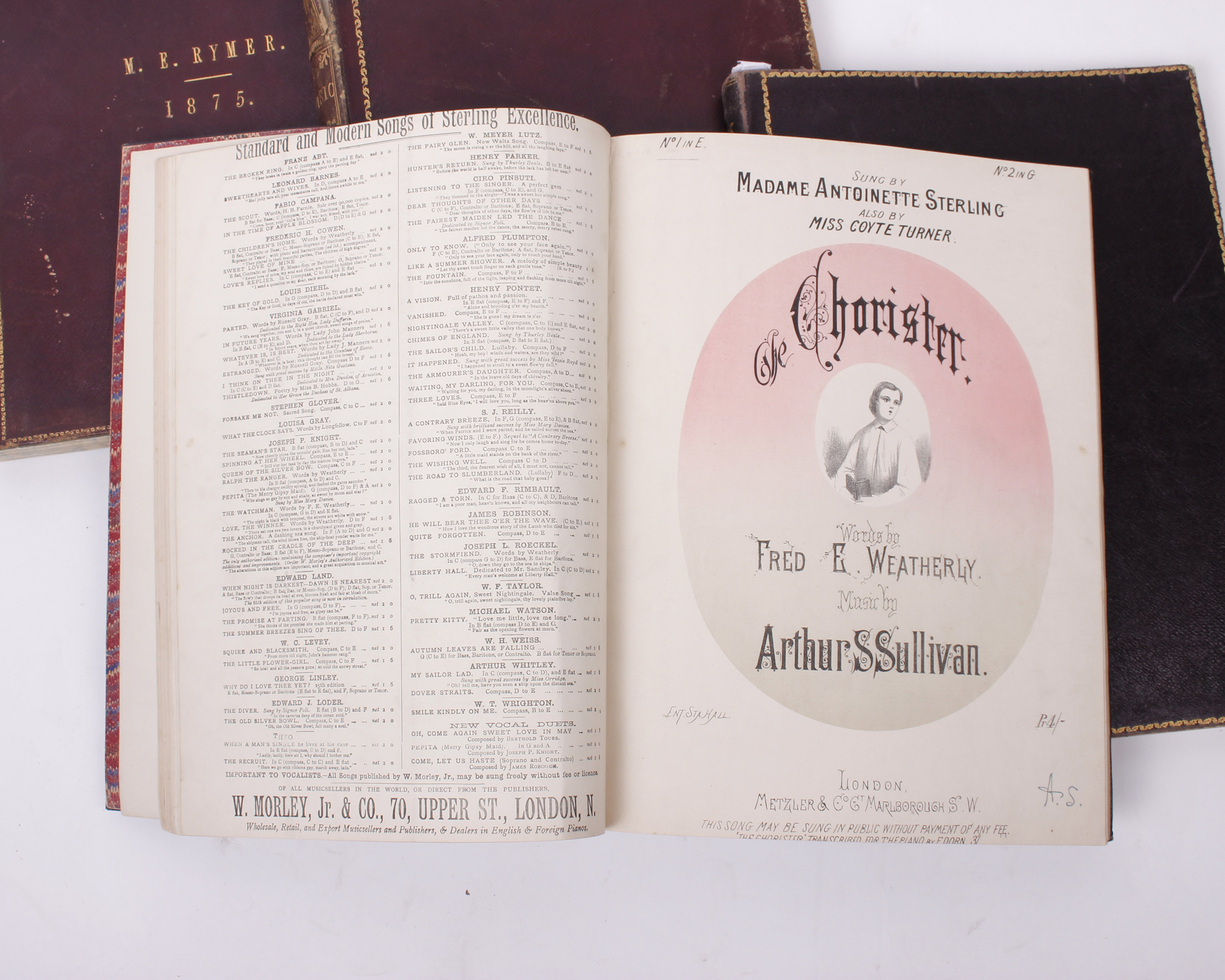 Four M.E. Rymer song books 1874/5/8 to include The Lost Chord song - music by Arthur Sullivan, The - Image 3 of 4