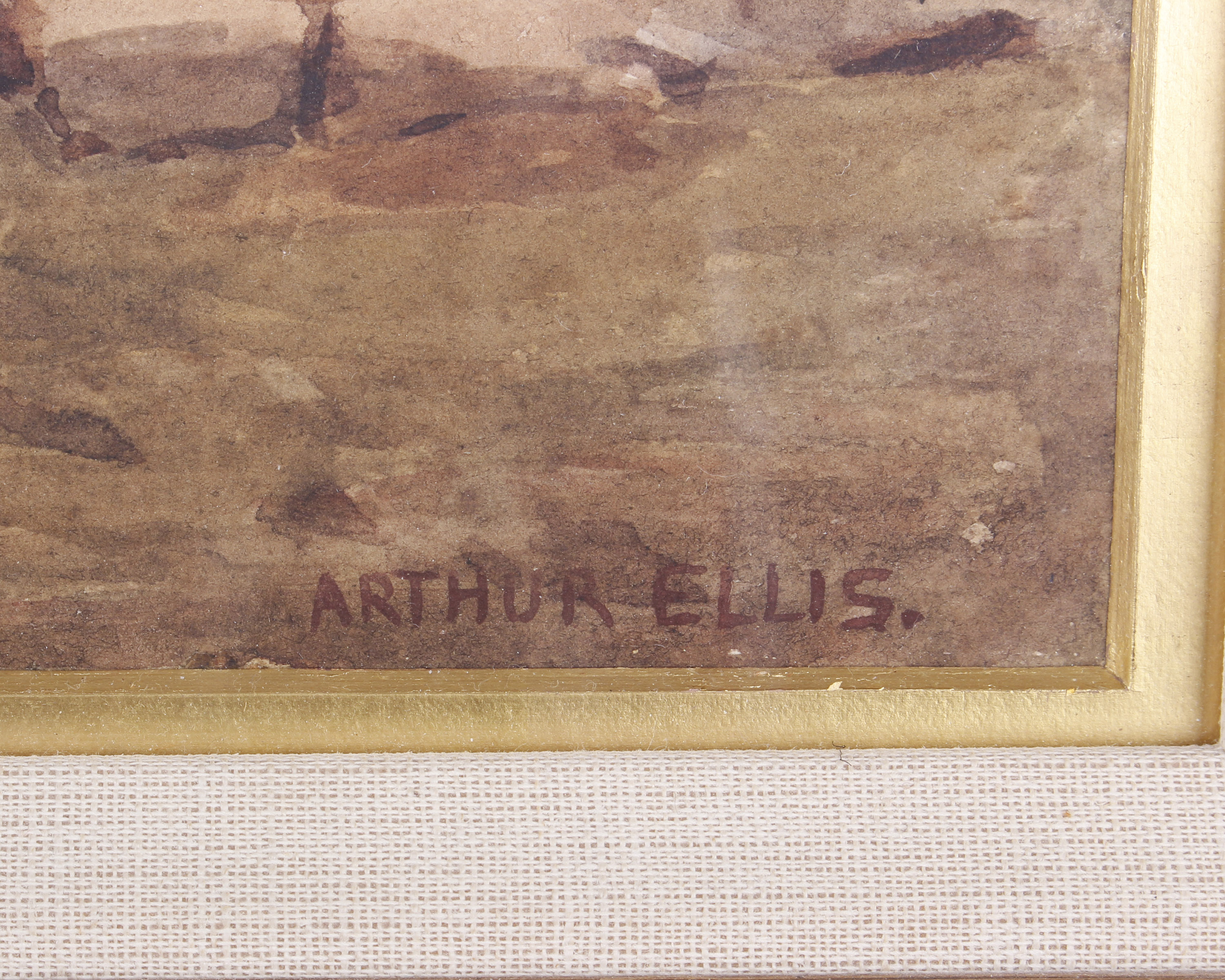 Arthur Ellis (British, 1856 - 1918) Watercolour on paper in gilt frame - Image 3 of 3