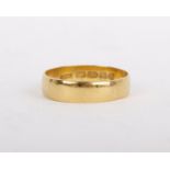 A 22ct gold plain polished band ring, stamped 22 with full London hallmarks, ring size Q, 3.6g