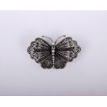 A 925 silver filigree butterfly brooch. 10g