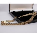 A 9ct gold necklace, composed of polished interlinking brick shaped links, stamped 375, 45cm long,