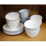 Royal Worcester tea cups and saucers comprising of 8 cups and 8 saucers in 'Forget me not'