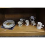 A Collection of Ten Royal Memorabilia Ceramic Items Including four plates and six mugs celebrating