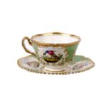 A 19th century Flight, Barr & Barr Cup and Saucer With Apple Green Ground and Hand Painted Oval