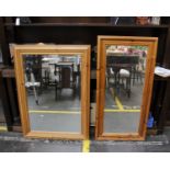 Two pine framed wooden mirrors Dimensions 75cm x 103cm & 56cm x 112cm
