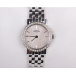 Ladies Rotary pink face mother of pearl stainless steel watch in box with certificate