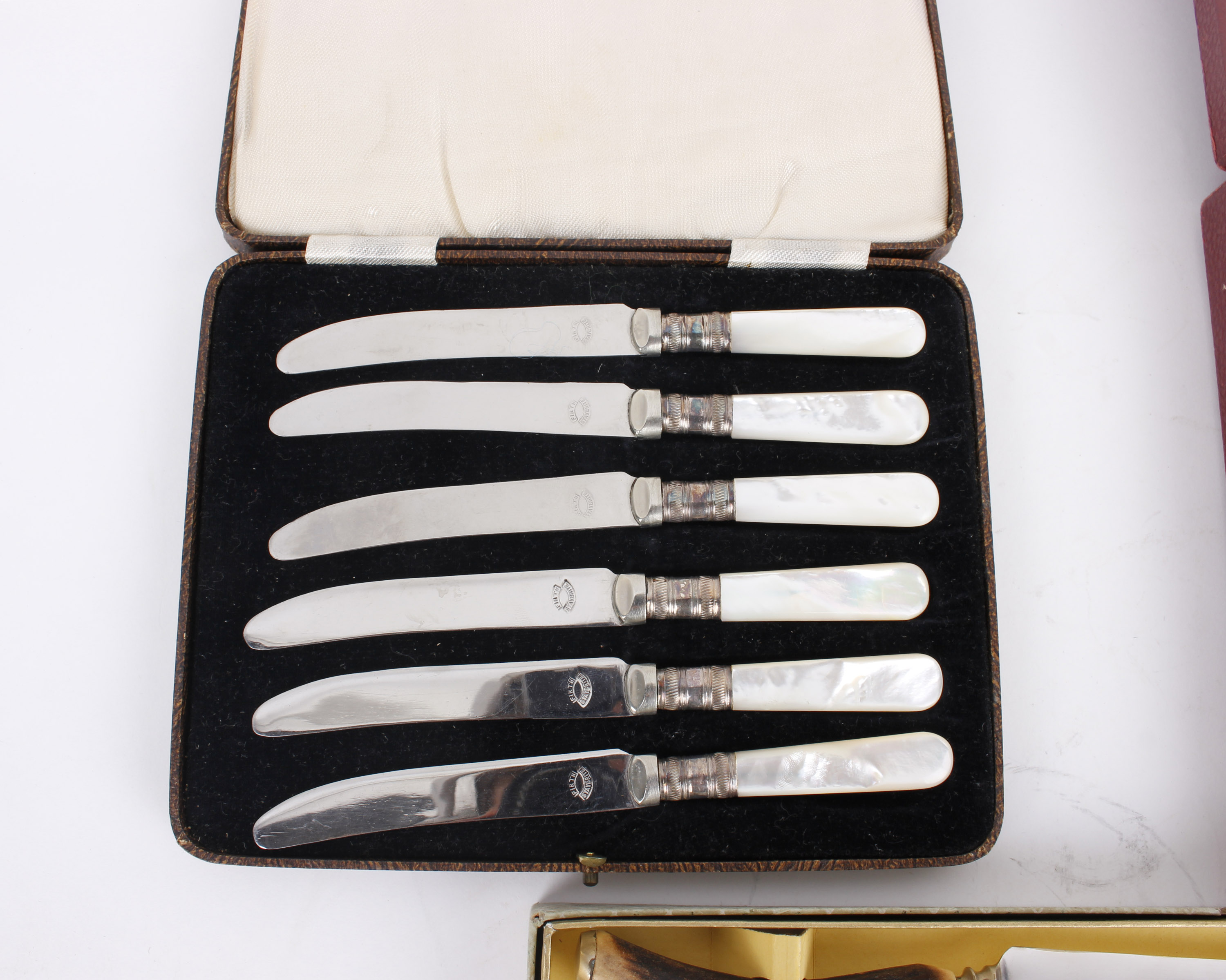 A set of six knives with antler handles by Cooper Bros. & Sons Ltd, Sheffield, together with a set - Image 4 of 4