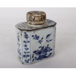 An 18th Century Chinese Blue and White Porcelain Tea CanisterOf octagonal form with hand painted
