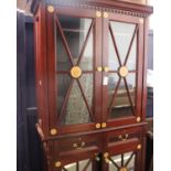 A Double-Bodied Cabinet With Inlay and Mirrored Bottom Doors (As Found)With three shelves(H)204 x (