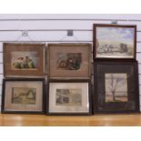Six Edwardian Watercolour Paintings Watercolour on paperTwo paintings of houses 31 x 39 cm (framed)