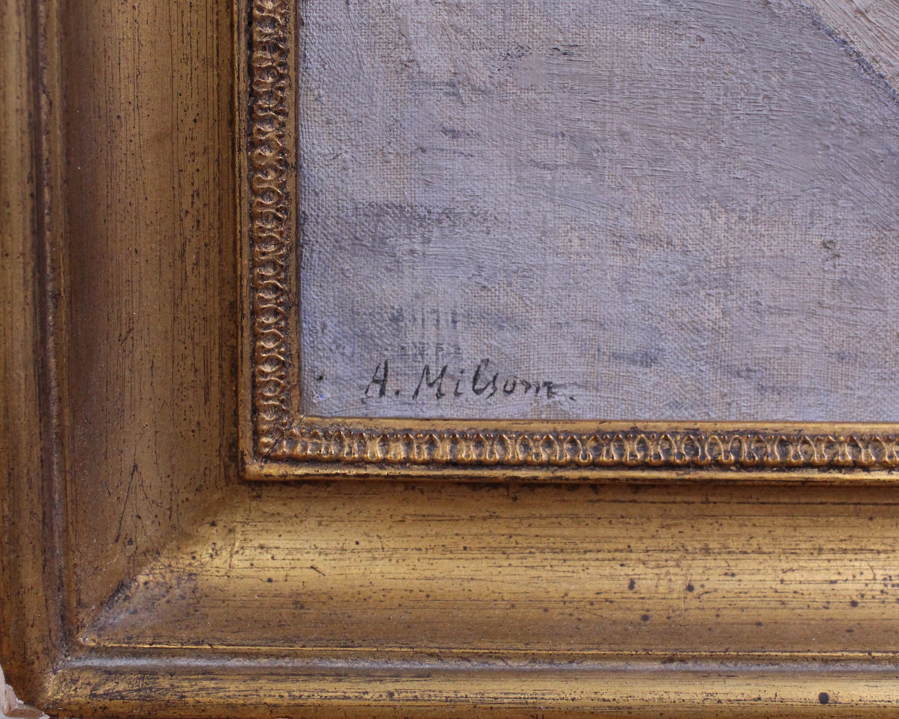 An Oil Painting of a Bridge in a Gilt Frame (19th/20th Century, Impressionist Style)Signed 'A. - Image 2 of 2