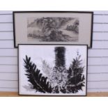 Two Chinese Paintings, Traditional and Contemporary Ink on paperBoth stamped and signedTraditional -