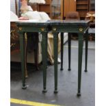 Two Italian Style Console Tables With Green Marble Tops and Gilt Detailing(H)81 x (W)92 x (D)38