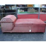 An Unusual Late Victorian Chaise Longue with Storage on CastorsThe headrest and seat fold up to
