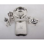 A collection of sterling silver items to include a 10cm round sterling silver dish hallmarked