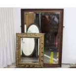 Two Antique Mirrors In Different StylesGilt French mirror - 52 x 41 cmEdwardian oak mirror - 85 x 60