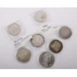 An assortment of 7 high grade 'classic' silver Crown-size coins, to include an 1869 Brazilian 2000r,