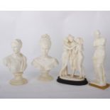 A collection of A. Giannelli Alabaster on Marble Sculptures x 4 items to include Greek goddesses -