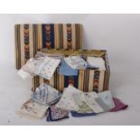 Box of vintage handkerchiefs and neck kerchiefs to include ladies and men's approx 100