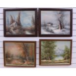 Four Landscape Paintings By Different ArtistsOil on canvasThree paintings indistinctly signed