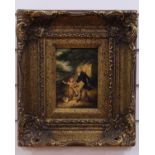 An Oil Painting of A Man, Child and Dog In A Gilt Effect FrameArtist unknown37 x 32 cm (framed)