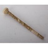 Antique Chinese ivory parasol handle C1920's, with carved dragon decoration, 24.5cm