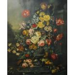 A Large Dutch Style Still Life Of Flowers and Urn In A Gilt FrameArtist unknownOil on canvas(H)152 x
