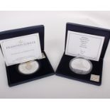 A pair of cased pure silver 5oz commemorative medals, one issued for the 2012 jubilee, and the other