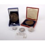An assortment of official coronation and jubilee medals, to include a large format bronze 1897